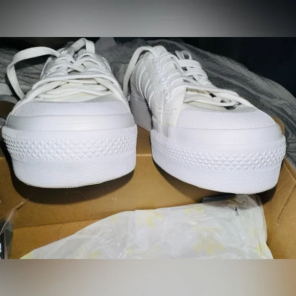 Adidas Platform White Canvas Sneakers - Picture 4 of 8